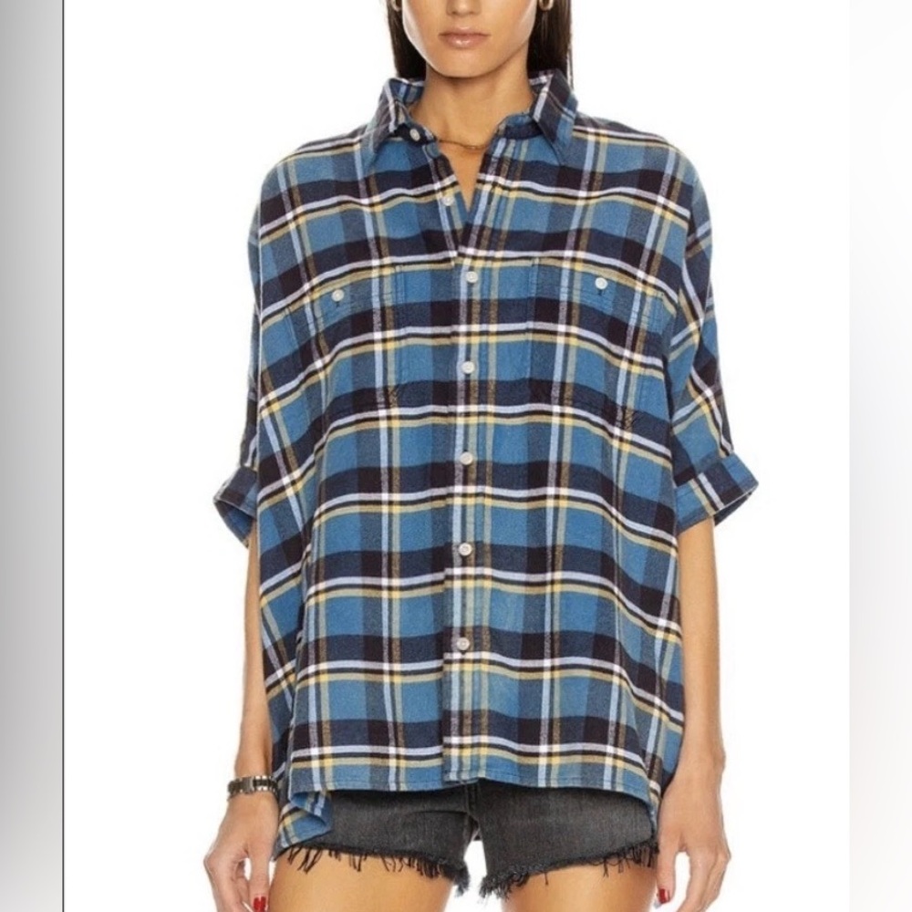 R13 Boxy Plaid Flannel Shirt